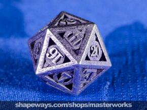 Deathly Hallows d20 in Polished Bronzed Silver Steel