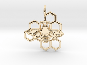 Bumblebee pendant honeycomb design in 14k Gold Plated Brass