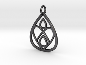Mama's Milk Drop Pendant; Drops of Love in Polished and Bronzed Black Steel