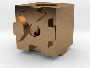 MakerBeam (10x10mm) 2 Corner Cube in Natural Brass