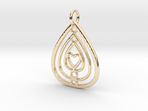 Mama's Milk Drop Pendant; Circle and Heart in 14k Gold Plated Brass