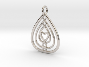 Mama's Milk Drop Pendant; Circle and Heart in Rhodium Plated Brass