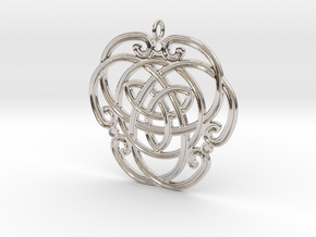 Celtic Pendant "Aoibhneas"  (EEV-nass) in Rhodium Plated Brass