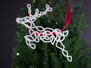 Celtic Knotted Reindeer Pendant/Ornament in White Processed Versatile Plastic