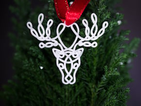 Celtic Knotted Reindeer Head Pendant/Ornament in White Processed Versatile Plastic