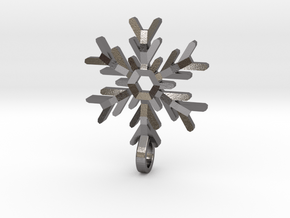 Snowflake Pendant (Double Sided) in Polished Nickel Steel