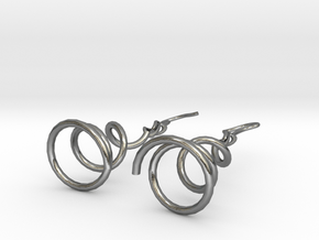 Earrings Twist 001 in Polished Silver (Interlocking Parts)