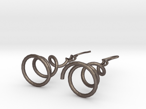 Earrings Twist 001 in Polished Bronzed Silver Steel