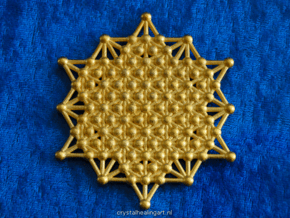 64 Tetrahedron Grid - Merkaba Matrix in Polished Gold Steel
