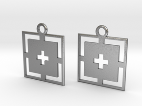 square cross earrings in Natural Silver