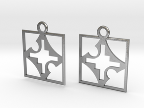 square cross hole earrings in Natural Silver
