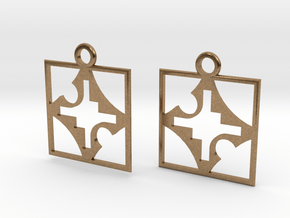 square cross hole earrings in Natural Brass