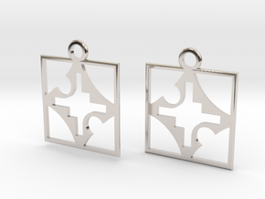 square cross hole earrings in Rhodium Plated Brass