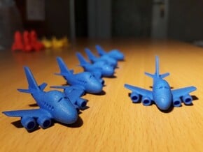 Six funny Boeing 747 plane keychains in Blue Processed Versatile Plastic