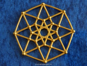 Tesseract - 4d Hypercube - E4 in Polished Gold Steel
