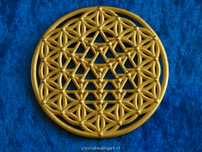 64 Tetrahedron Grid - Flower of life in Polished Gold Steel