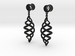 Archemedes Spiral plugs With Drop 00g in Black Natural Versatile Plastic