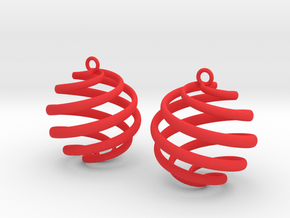 Archemedes Spiral Ball Earring Drop in Red Processed Versatile Plastic