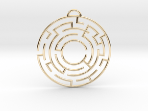 Maze Pedant in 14k Gold Plated Brass