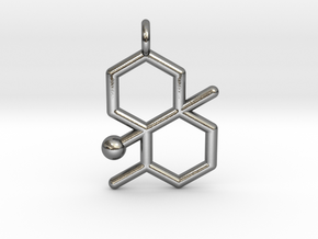 geosmin petrichor molecule pendant in Polished Silver