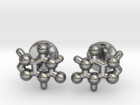 caffeine molecule cufflinks in Polished Silver