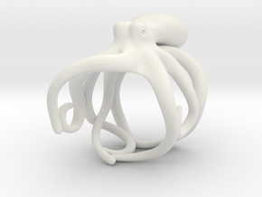 Octopus Ring 20mm in White Natural Versatile Plastic