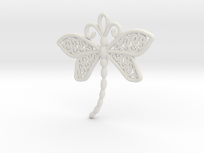 Dragonfly Earrings or pendant in White Premium Versatile Plastic