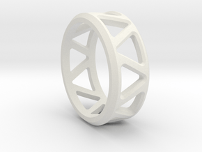 Geometric ring V1 in White Natural Versatile Plastic: 8 / 56.75