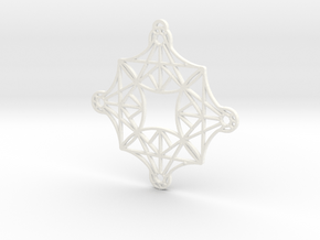 DoodleFan Earring or Pendant (Square) in White Processed Versatile Plastic