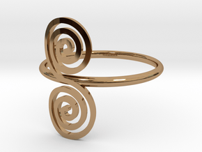 Celtic "life and death" double spiral ring in Polished Brass