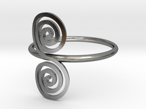 Celtic "life and death" double spiral ring in Polished Silver