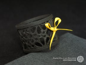 A small napkin ring with Mosaic-3a in Black Natural Versatile Plastic
