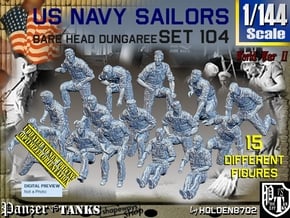 1/144 USN Dungaree Barehead Set104 in Smooth Fine Detail Plastic