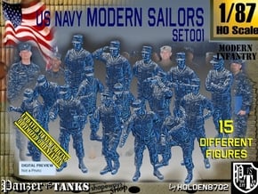 1/87 USN Modern Sailors Set001 in Tan Fine Detail Plastic