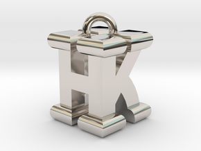 3D-Initial-HK in Rhodium Plated Brass