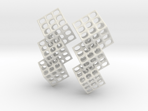 Triple Matrix Earrings in White Premium Versatile Plastic
