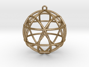 Star Tetrasphere Pendant 1.7"  in Polished Gold Steel