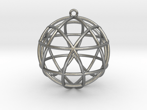 Star Tetrasphere Pendant 1.7"  in Natural Silver