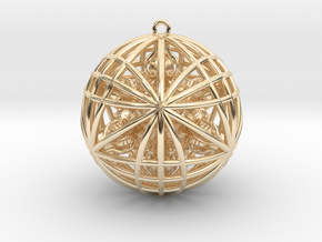 Awesomeness Sphere w/ nested Octuple Dorje Pendant in 14k Gold Plated Brass