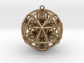 Star Tetrasphere with Nested Octuple Dorje 2"  in Polished Gold Steel