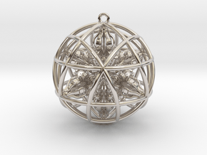 Star Tetrasphere with Nested Octuple Dorje 2"  in Rhodium Plated Brass