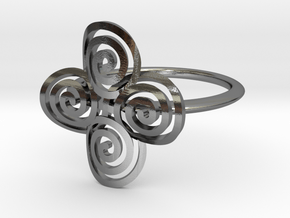 Celtic "life and death" quadruple spiral ring in Polished Silver