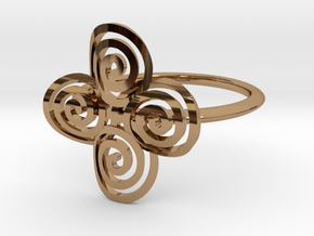 Celtic "life and death" quadruple spiral ring in Polished Brass