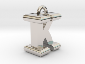 3D-Initial-IK in Rhodium Plated Brass