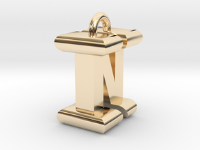 3D-Initial-IN in 14K Yellow Gold