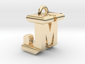 3D-Initial-JM in 14K Yellow Gold