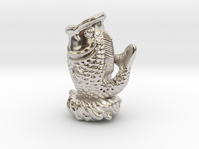 3Dfishstatue in Rhodium Plated Brass