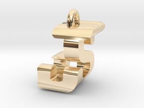 3D-Initial-JS in 14K Yellow Gold
