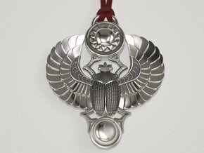 Winged Scarab  pendant Classic in Natural Silver