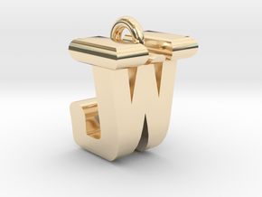 3D-Initial-JW in 14k Gold Plated Brass